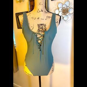 3/5/$15Green Lace Up Front Swim One Piece